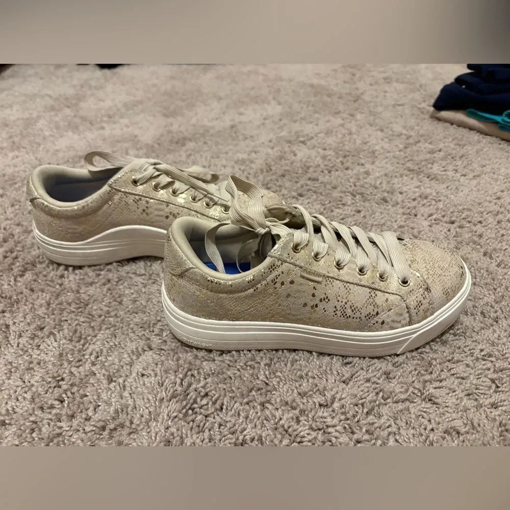 Keds Park Gold Metallic Suede Lace Up Sneakers